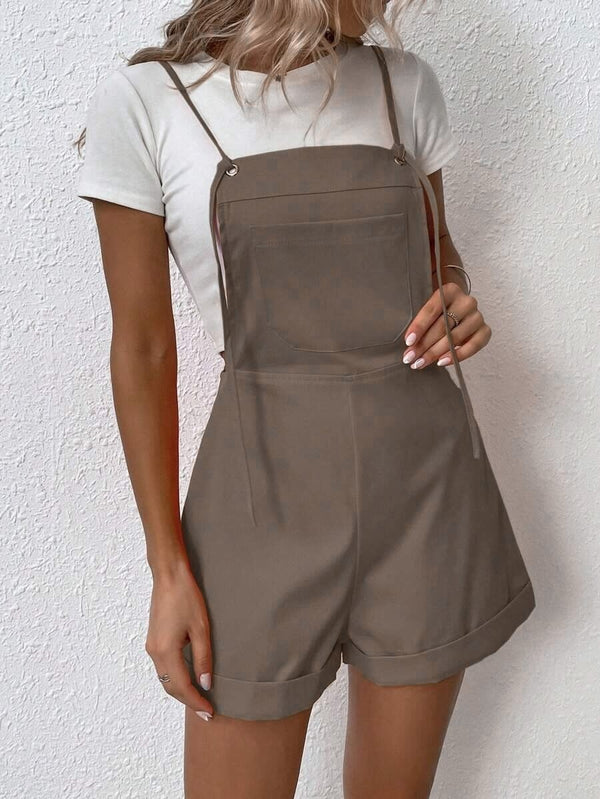 Overall Corto Casual Con Bolsillo
