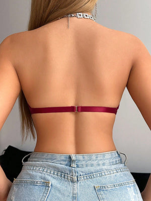 Sostén Strapless Burdeos Push Up Antideslizante Con Aro vista trasera.
