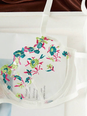 Sujetador bordado multicolor con tirantes ajustables