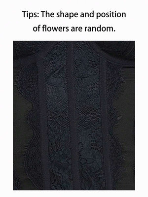 Top Corset De Encaje Negro Con Tirantes