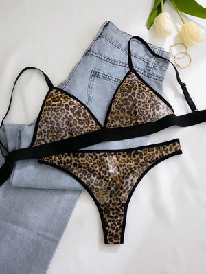 Tanga de talle bajo animal print multicolor