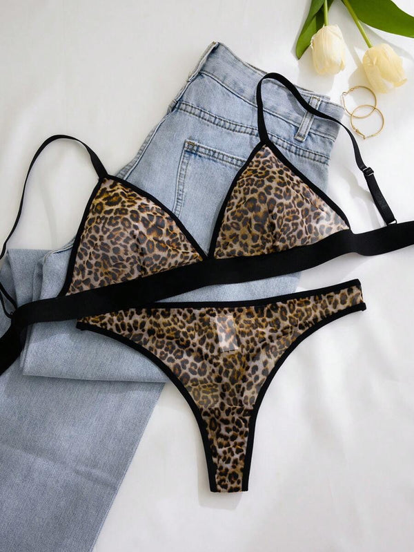 Tanga de talle bajo animal print multicolor