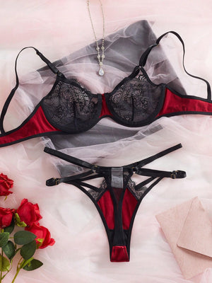 Sujetador del Conjunto Burdeos Sexy con detalles de encaje.