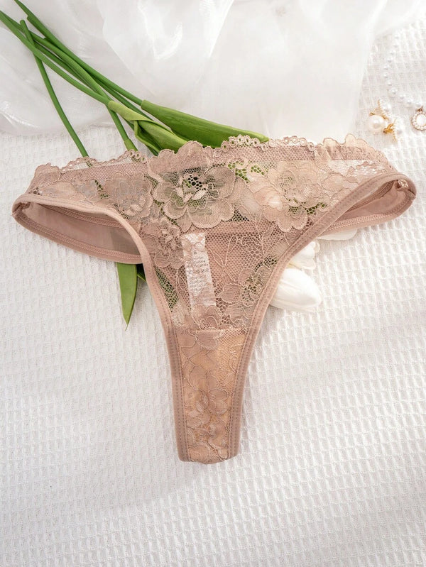 Conjunto De Lencería De Encaje Floral Nude