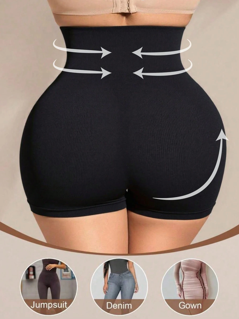 Short moldeador negro sin costuras de talle medio