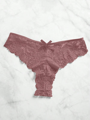 Negligé de encaje caqui con volante y lazo detalle de encaje