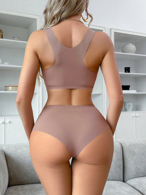 Conjunto de ropa interior marrón mocha espalda nadador