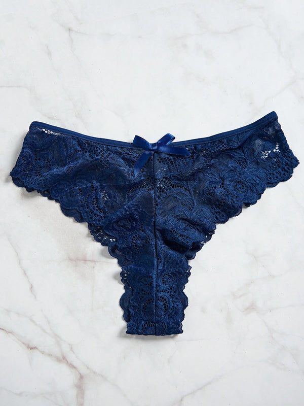 Babydoll de encaje azul marino panty a juego