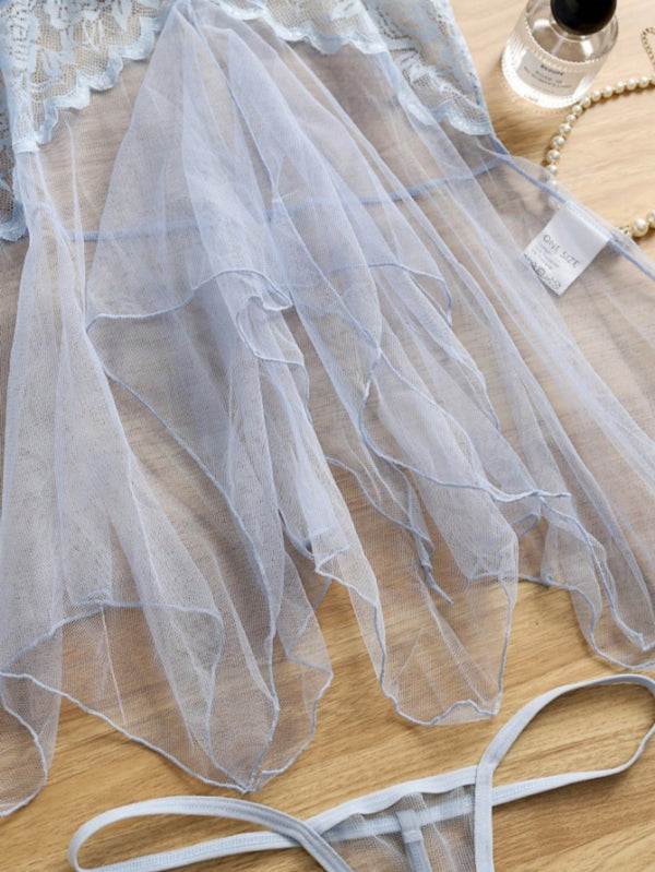 Negligé Celeste diseño delicado estilo muñeca romántica