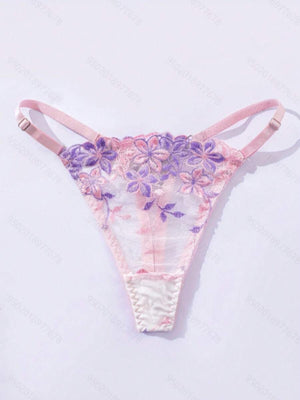 Conjunto De Lencería Floral Con Corset Bordado