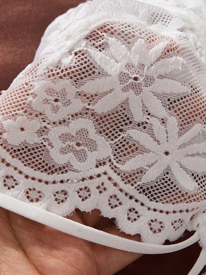 Babydoll De Encaje Floral Blanco Con Tanga