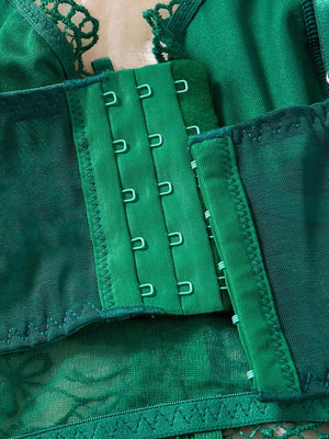 Conjunto Lencería Encaje Verde Romántico Seductor