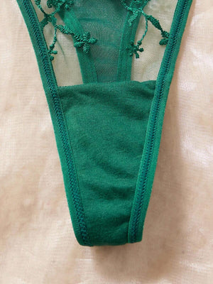 Conjunto Lencería Encaje Verde Romántico Seductor