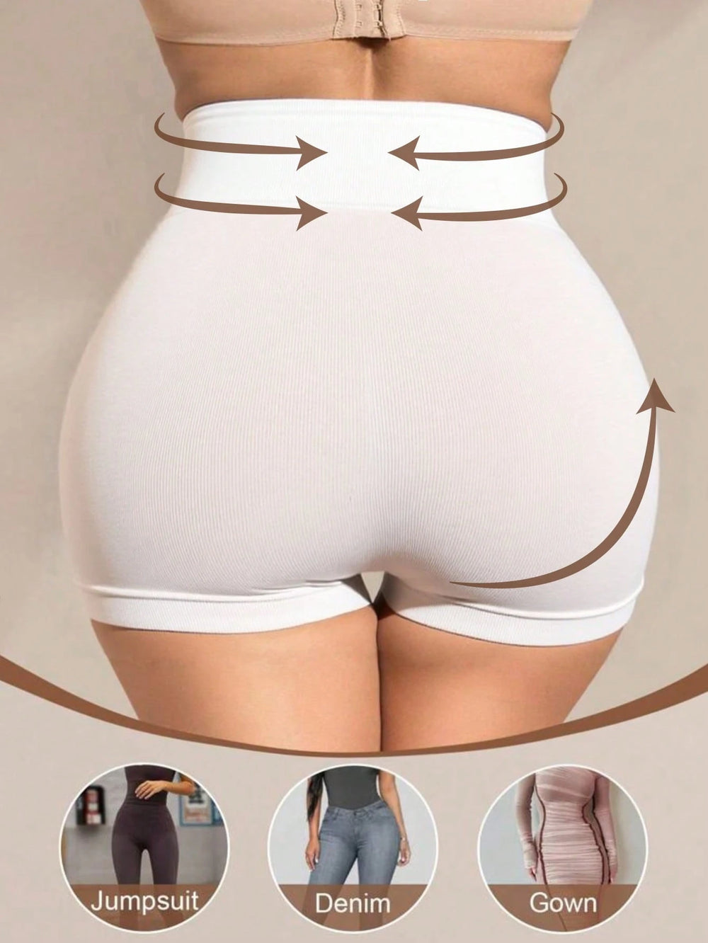 Faja short blanco talle medio para control de abdomen