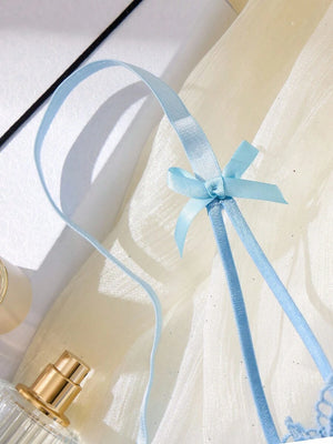 Conjunto de Lencería Celeste Con Encaje Floral