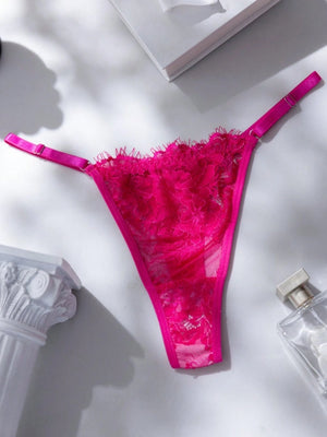 Braga de lencería rosa fucsia de encaje