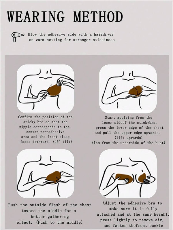 Sujetador Adhesivo Invisible Push-Up Sin Espalda