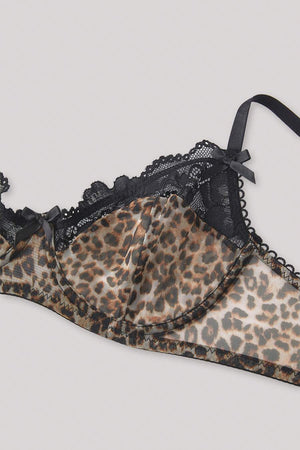 Conjunto De Lencería Leopardo Con Encaje Sensual