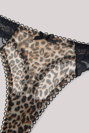 Conjunto De Lencería Leopardo Con Encaje Sensual