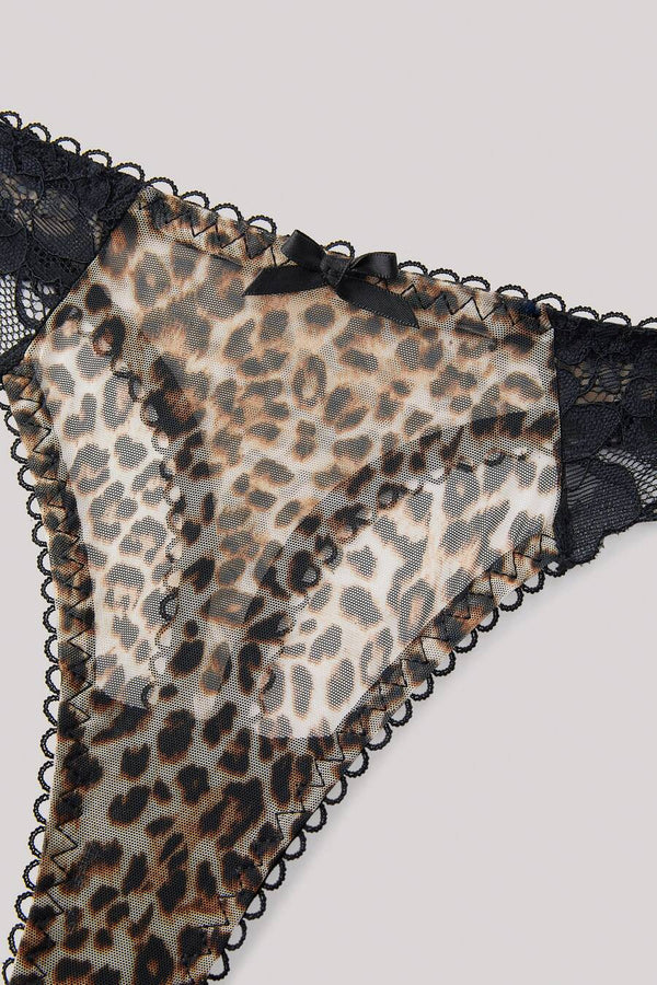 Conjunto De Lencería Leopardo Con Encaje Sensual