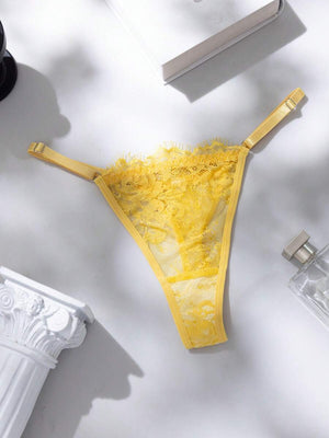 Conjunto de Lencería Amarillo en Encaje Floral