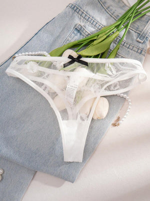 Conjunto De Lencería De Malla Con Estampado De Labios