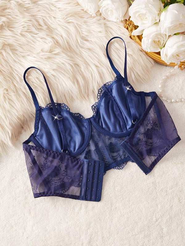 Conjunto Lencería Encaje Azul Marino Elegante