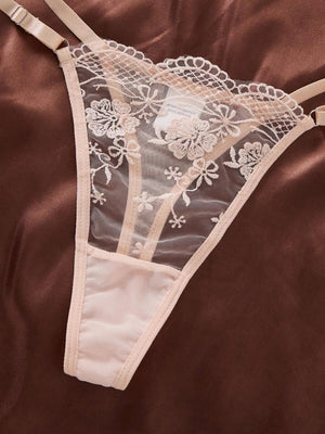 Conjunto De Lencería De Encaje Floral Con Corsé Rosa