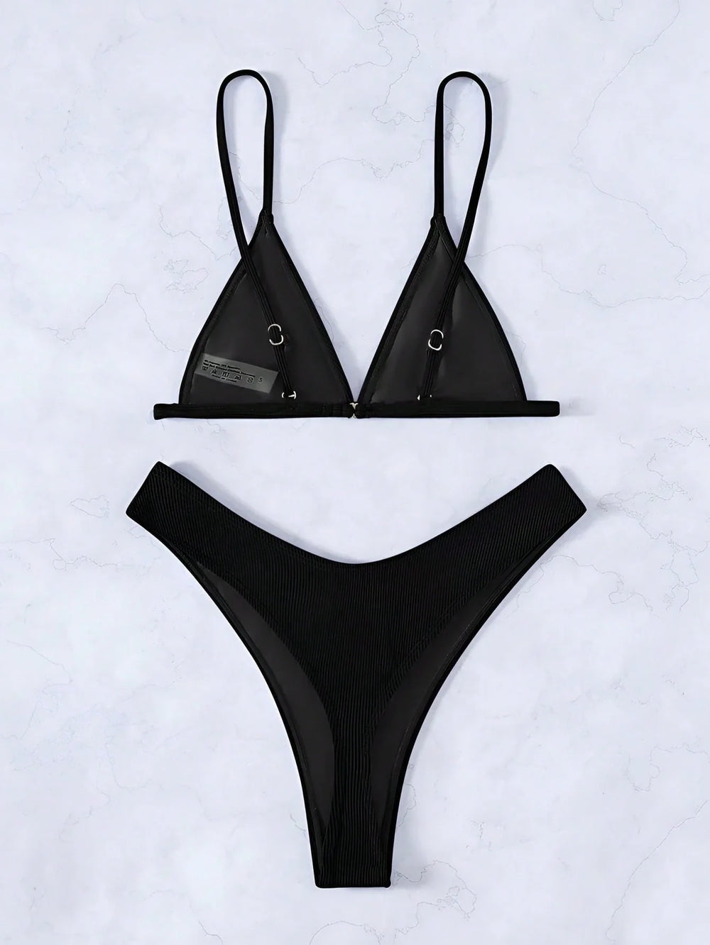Bikini Triángulo Negro De Cintura Alta Con Corte Clásico