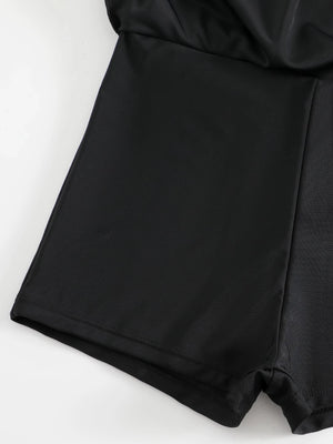 Falda integrada del traje de baño vestido tropical negro