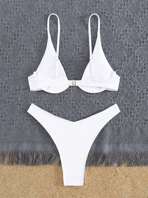 Bikini Push Up Blanco con Corte Alto y Ajuste Perfecto