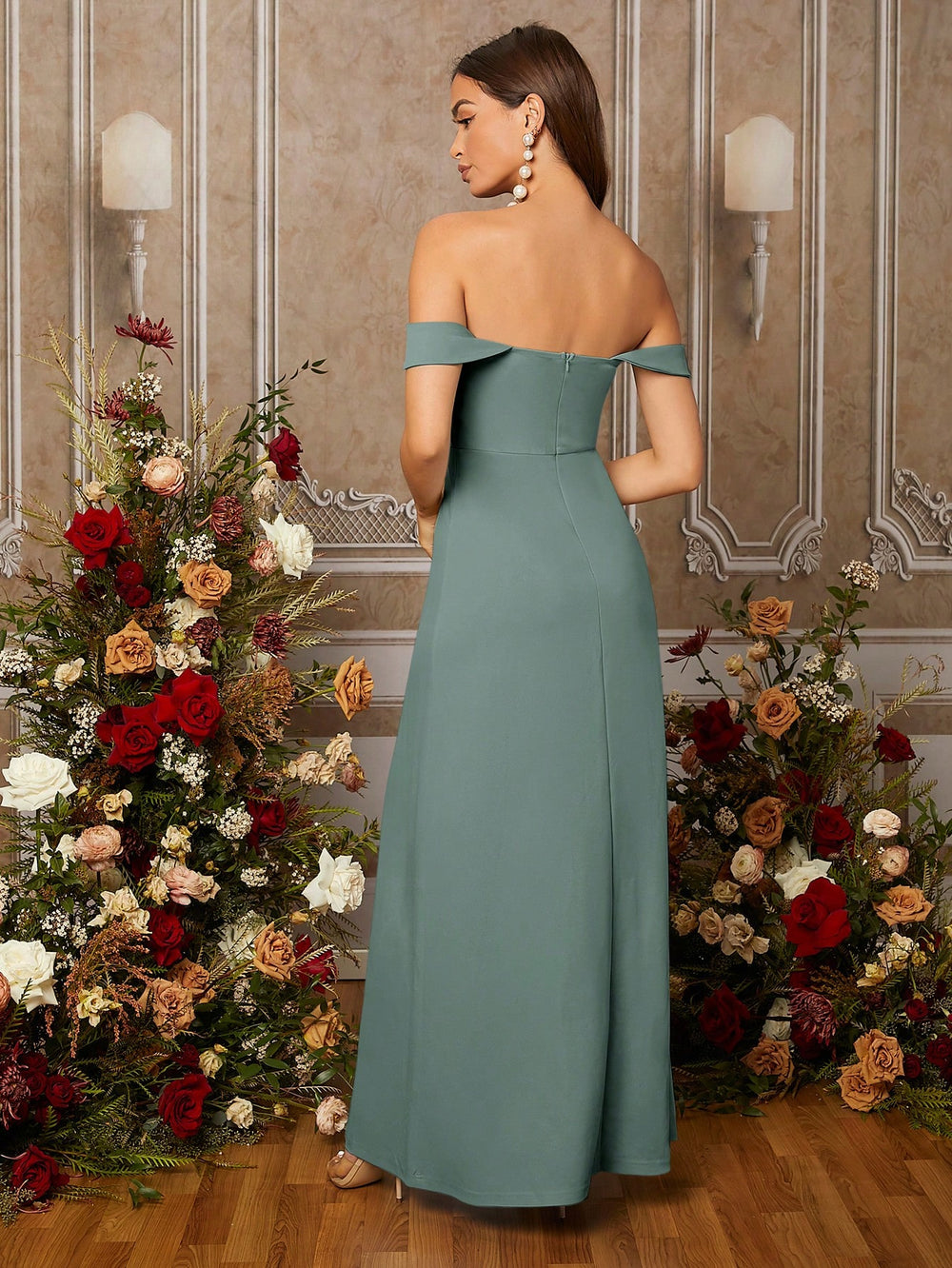 Vestido Verde Menta Envolvente Maxi Para Boda