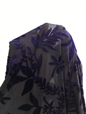 Vestido De Noche Azul Marino Con Top De Malla Floral