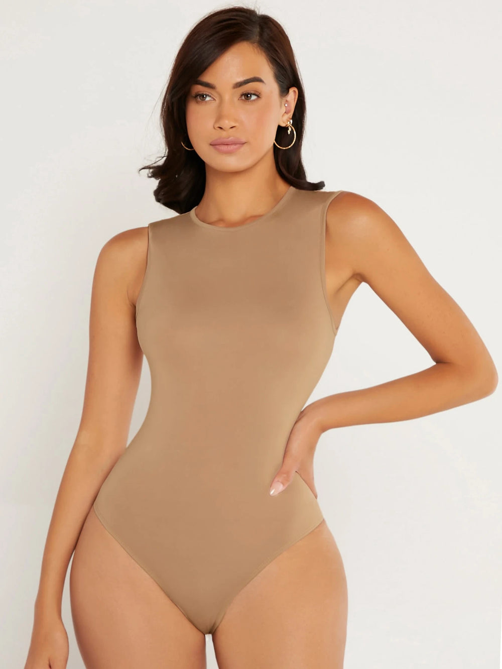 Body Ajustado Color Albaricoque vista frontal sin mangas
