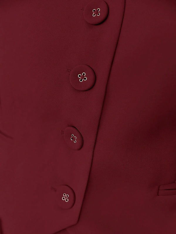 Chaleco De Sastre Elegante Color Burdeos Con Botones