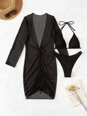 Vestido de Playa Negro de Malla Transparente