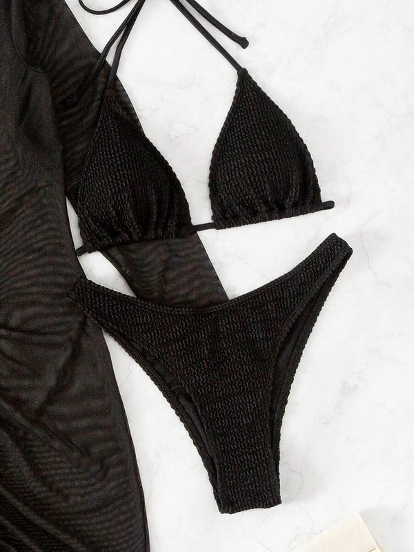 Vestido de Playa Negro de Malla Transparente