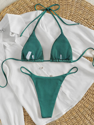Bikini Triangular Verde Oscuro con Tirantes Finos