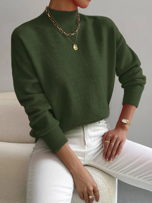 Pullover verde militar cuello alzado