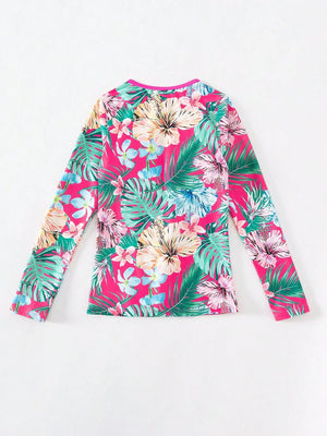 Top Deportivo Floral Multicolor con Cremallera y Manga Larga