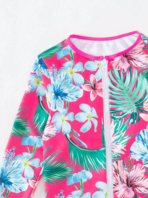 Top Deportivo Floral Multicolor con Cremallera y Manga Larga