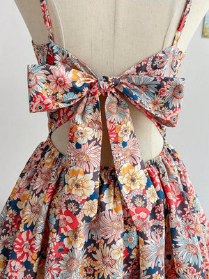 Enterizo Corto De Dos Capas Floral Bohemio Con Tirantes