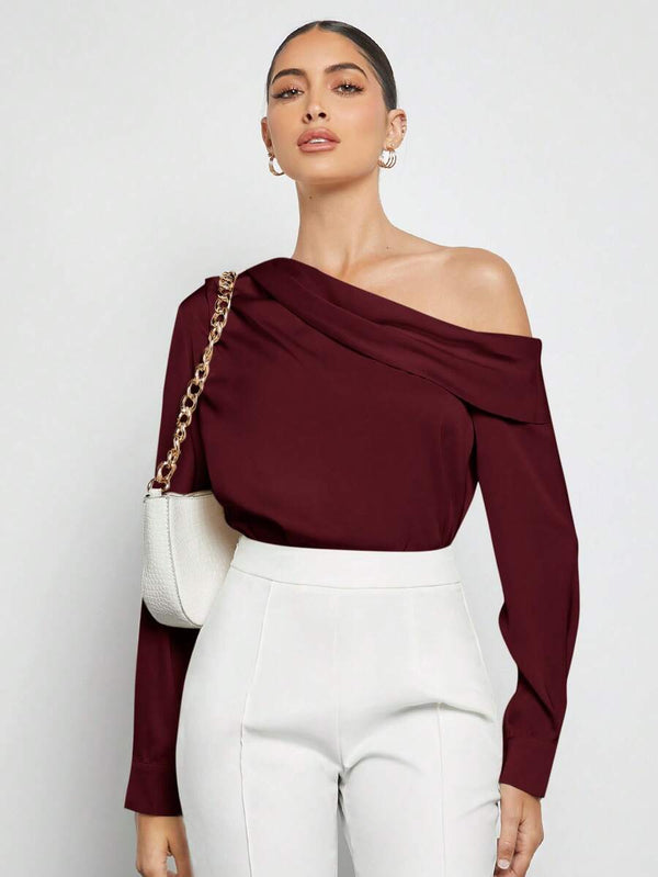 Blusa Asimétrica Elegante Color Burdeos