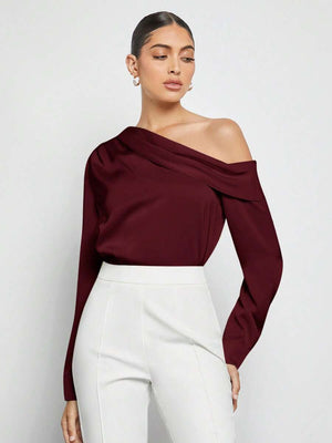 Blusa Asimétrica Elegante Color Burdeos