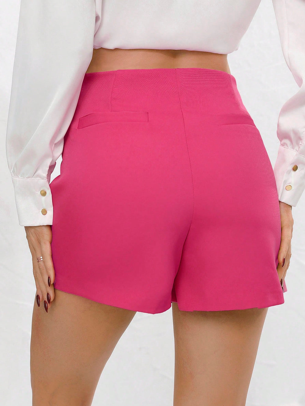 Falda Pantalón Rosa Fucsia Con Talle Alto Casual