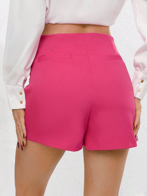 Falda Pantalón Rosa Fucsia Con Talle Alto Casual