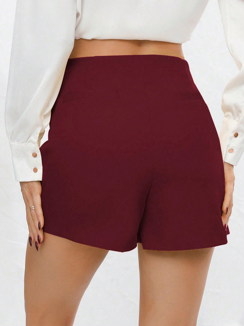 Falda Pantalón Burdeos Casual Talle Alto