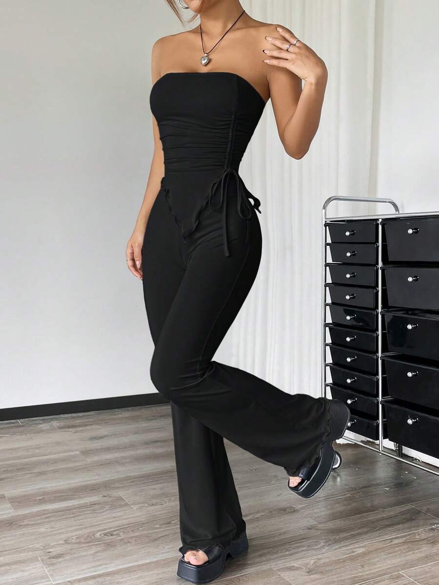 Conjunto Negro Sin Tirantes Con Pantalón Ajustado