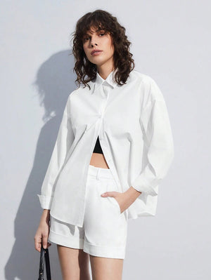Shorts Blancos De Talle Alto Con Cinturón