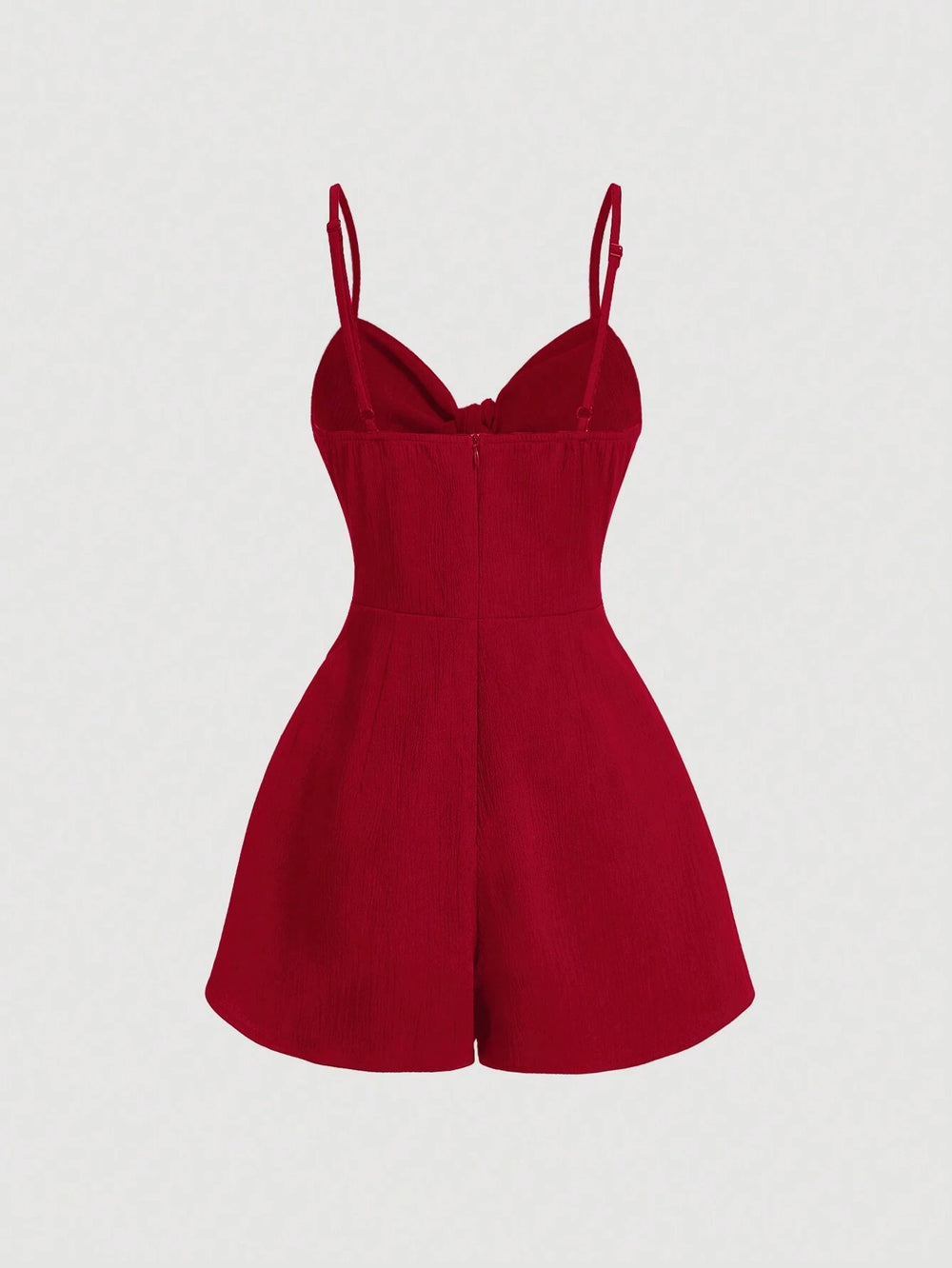 Vestido Corto Rojo De Tirantes con nudo frontal y falda amplia
